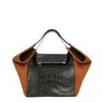 Givenchy Orange/Black Nylon/Crocodile Embossed Hobo Bag