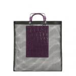 Givenchy Purple Crocodile Embossed in Black Mesh Shopping Bag