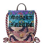 Gucci Blue Multicolor Brocade Modern Future Small Drawstring Backpack Bag