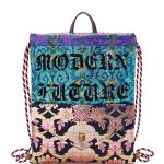 Gucci Blue/Black Brocade Modern Future Drawstring Backpack Bag
