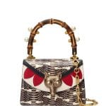 Gucci Brown/Beige Snakeskin Broche Mini Bamboo Top Handle Bag