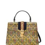 Gucci Gold Brocade Medium Sylvie Top Handle Bag