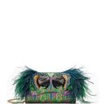 Gucci Multicolor Brocade with Feather Embellishment Broadway Clutch Bag
