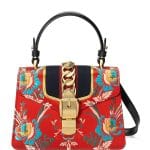 Gucci Red Floral Brocade Mini Sylvie Top Handle Bag