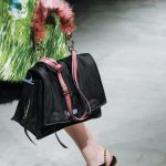 Prada Black with Pink Fur Handle Satchel Bag - Fall 2017