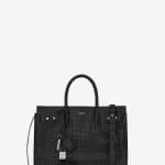 Saint Laurent Black Crocodile Embossed Small Sac De Jour Souple Bag