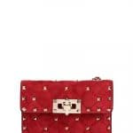 Valentino Dark Red Suede Mini Rockstud Spike Shoulder Bag