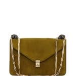 Valentino Olive Suede Enamel Panther Shoulder Bag