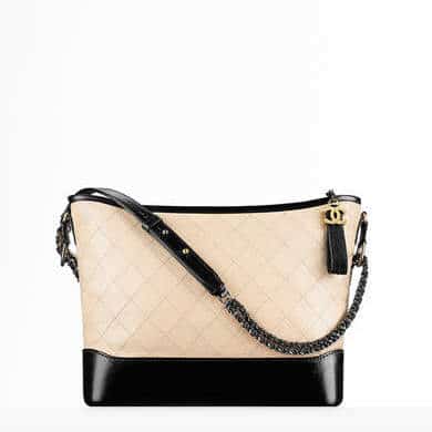 Chanel Gabrielle Hobo Bag Diamond Gabrielle Quilted Aged/Smooth Small Black