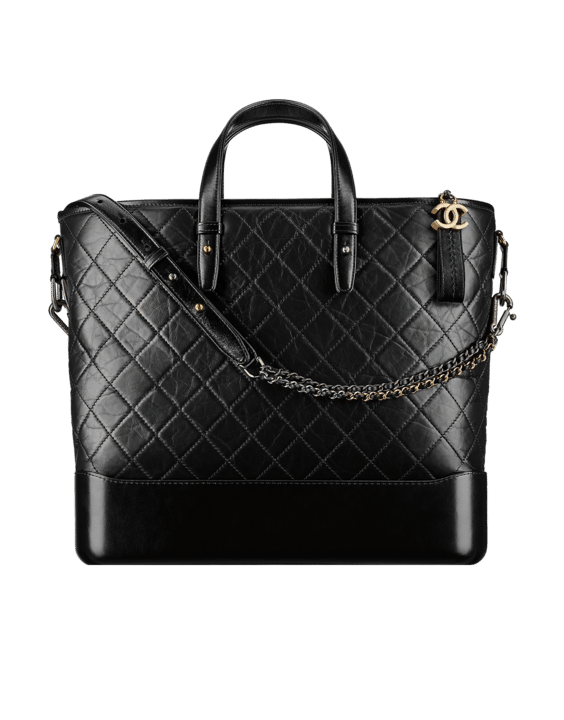 Chanel Gabrielle Large Quilted Calfskin Leather Shopping Tote Bag Black