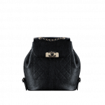 Chanel Black Grained Calfskin Backpack Bag