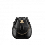 Chanel Black Lambskin/Python Gabrielle Purse Bag