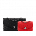 Chanel Black Large and Red Mini Chevron Flap Bags