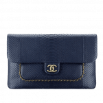 Chanel Navy Blue Python CC Unchained Clutch Bag