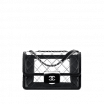 Chanel Black Transparent Toile/Lambskin Beauty Lock Large Flap Bag