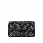 Chanel Black/Gray/Silver Embroidered Tweed Medium Classic Flap Bag