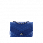 Chanel Blue Medium Chevron Flap Bag