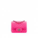 Chanel Fuchsia Chevron Mini Classic Flap Bag