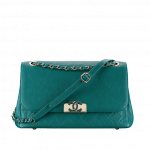 Chanel Green Grained Calfskin Flap Bag