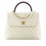 Chanel Ivory/Burgundy Calfskin/Lizard Large Coco Handle Bag