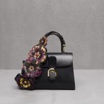 Delvaux Noir/Prune/Antique Gold Brillant MM with Bandouliere Fleur Bag