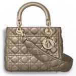 Dior Light Gold Metallic Supple Lady Dior Bag