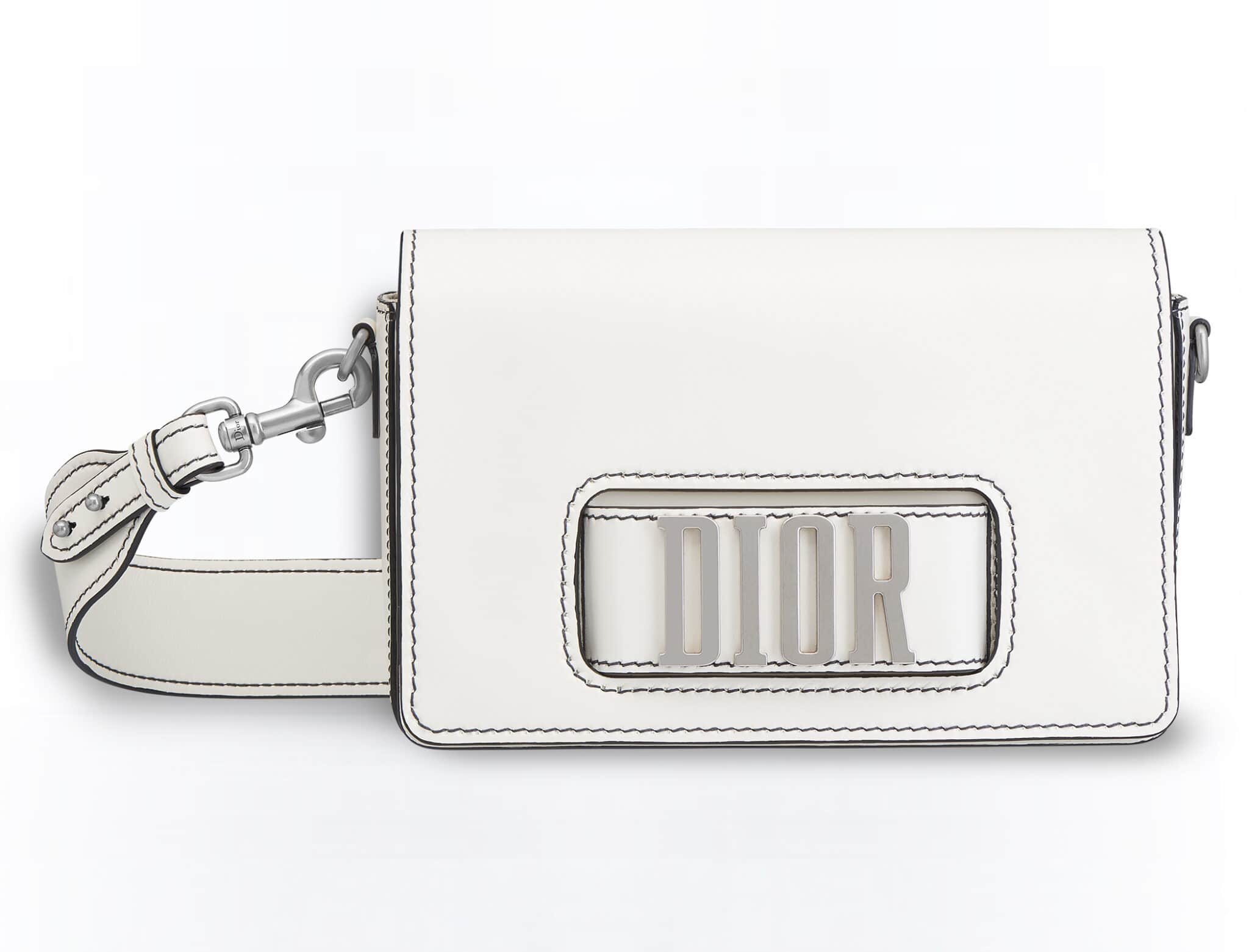 Dior White Flap Bag with Slot Handclasp