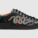 Gucci Black Crystal Snake Embroidered Ace Low Top Sneaker