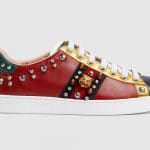Gucci Blue/Yellow/Red Studded Leather Ace Low Top Sneaker