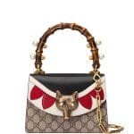 Gucci Neutral/Multicolor GG Supreme Broche Mini Bamboo Top Handle Bag