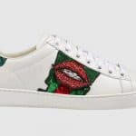 Gucci White Crystal Mouth Embroidered Ace Low Top Sneaker