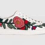 Gucci White Floral Embroidered Ace Low Top Sneaker