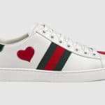 Gucci White Heart Embroidered Ace Low Top Sneaker