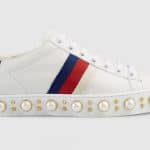Gucci White Studded Ace Low Top Sneaker