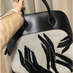 Hermes Black/Natural Canvas Printed Bolide Bag 2 - Fall 2017