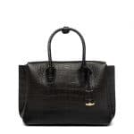 MCM Black Croc Embossed Medium Milla Tote Bag