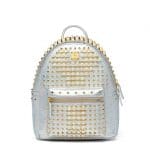 MCM White Flake Small Stark Pearl Studs Backpack Bag