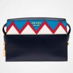 Prada Baltic Blue/Red Geometric Printed Esplanade Shoulder Bag