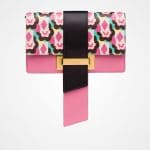 Prada Begonia Pink/Black Madras Print Metal Ribbon Bag