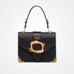 Prada Black Animalier Top Handle Bag