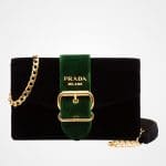 Prada Black/Laurel Green Velvet Shoulder Bag
