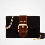 Prada Black/Rust Velvet Shoulder Bag