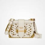 Prada Chalk White Perforated Cahier Bag