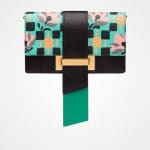 Prada Mango/Black Madras Print Metal Ribbon Bag