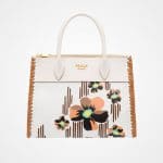 Prada White/Caramel Madras Print Paradigme Bag