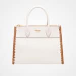 Prada White/Caramel Whip-Stitched Paradigme Bag