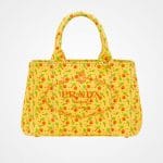 Prada Yellow Printed Fabric Small Tote Bag