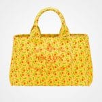 Prada Yellow Printed Fabric Tote Bag