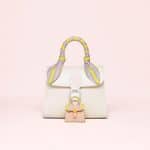 Delvaux Ivory Brillant MM Bag with Rainbow Stripes Handle Ribbon