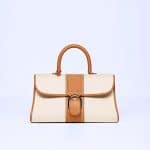 Delvaux Ivory/Vegetal Toile:Sangle Brillant East:West Bag